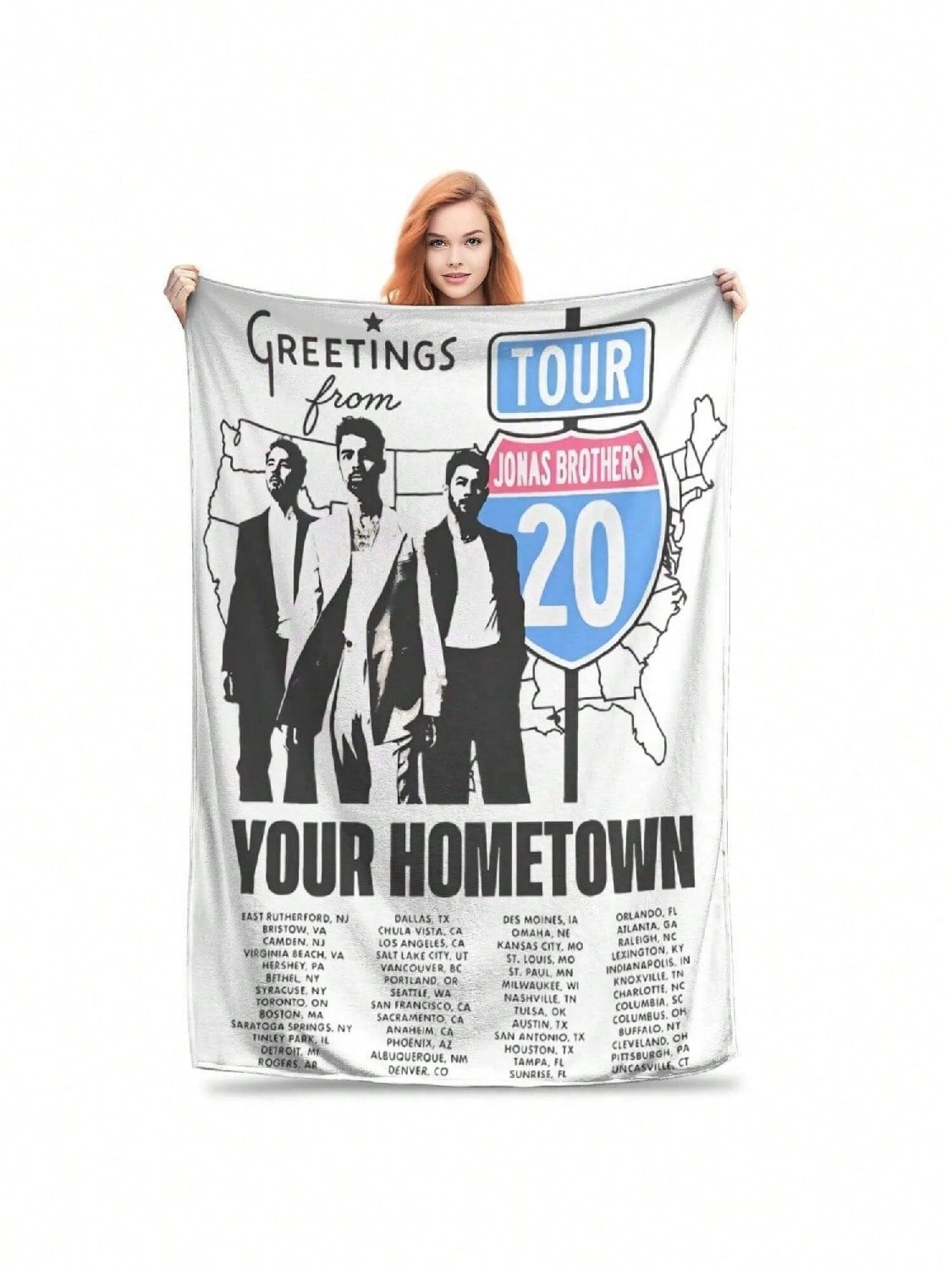 

Jonas Bros Tour 2025 Gift Blanket For Men Women Warm Cozy Fluffy JONAS20 Concert Throw Blankets For Living Room Multi-Size 75X95CM сірий колір
