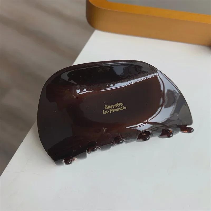 

Корейская заколка для волос из ацетата шоколадного цвета: Полукруглая, текстурированная шпилька для волос на весну/лето