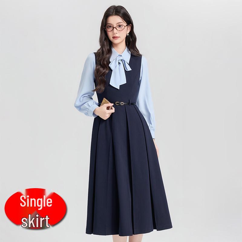 

Women s Blue Vest Dress - Spring/Autumn College & Teacher Interview Outfit, Academy Style, Professional Commuting Skirt XXL
