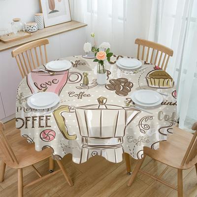 Coffee Cup Cake Candy Round Table Cloth Festival Dining Waterproof Tablecloth Table Cover For Wedding Party Decor