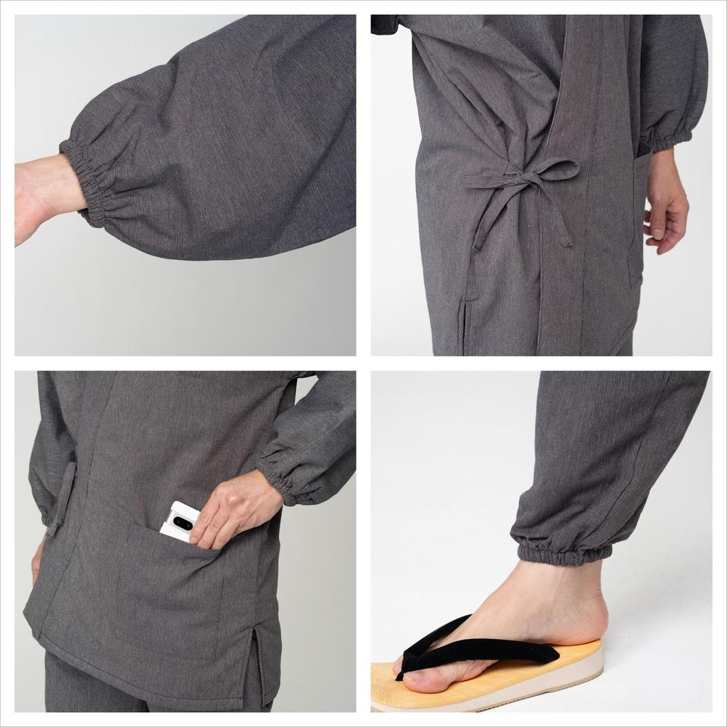 Morioru Men's Pre-Dyed Samue Kimono, Gray, Size M [Winter Fleece-Lined & Padded, Men's, Fall, Winter, Spring]