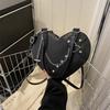 Heart-Shaped Bag with Punk Chain, Casual And Stylish, Perfect for Trendy