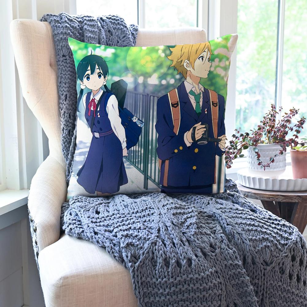 1pc Animation Tamako Market Pillow Case Square Pillow Bedroom Sofa Leisure Comfort Cushion Car Living Room Home Decoration 40X40