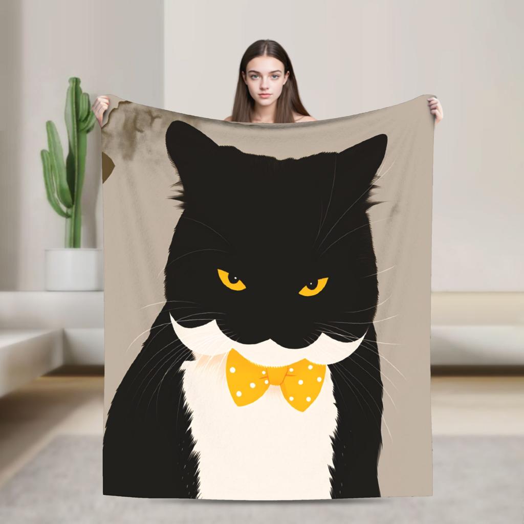 Whimsical Reading Cat Plush Blanket Girls Boys Flannel Throw Blanket For Living Room Warm Soft Custom Quality Bedspread Gift