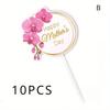 10pcs Mother's Day Cake Card Insertion Cake Decoration Ribbon Bouquet Flowers Romantic Creative Baking Festival Surprise