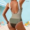 Women Plus Size Geometric Printed Scoop Neck Wide Straps High Cut One Piece Swimsuit Black White Orange