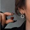 Retro Asymmetrical Pearl Heart Earrings: European & American Style, Sweet Cool Fashion