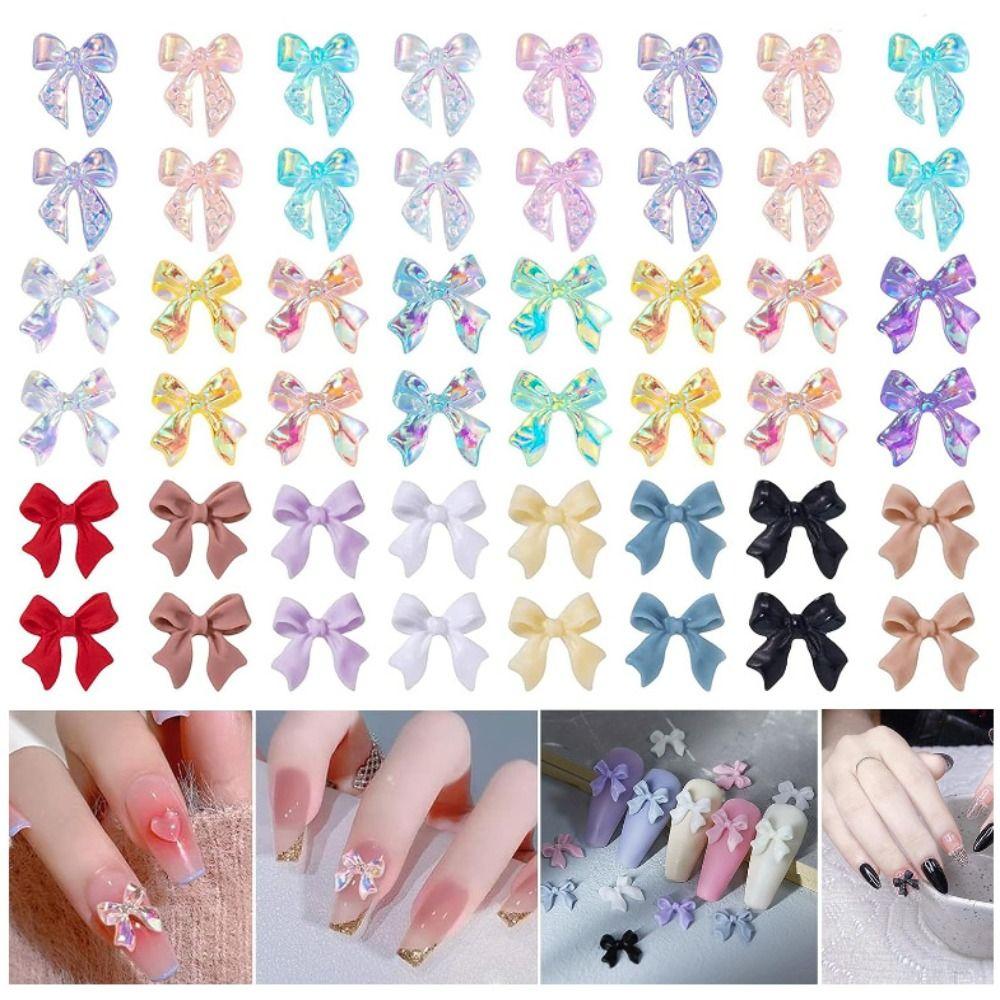 

100 шт. корейские 3D красочные украшения для ногтей 3D бантик для дизайна ногтей с бантом подвески для ногтей маникюрша