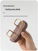 Ovale Massief Houten Visitekaarthouder met Messing Klem - Creatieve Minimalistische Kaartopbergdoos Standaard