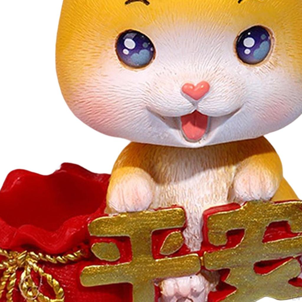 Bobblehead Nodding Rabbit Figurines Sculptures Decoration Handmade Ornament Funny Chinese Year