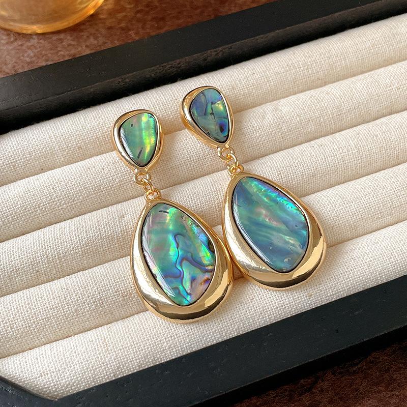 

Серьги-подвески в форме овала и капли воды для женщин, французские элегантные серьги-подвески с темпераментом, персонализированные, легкая роскошь, циркон