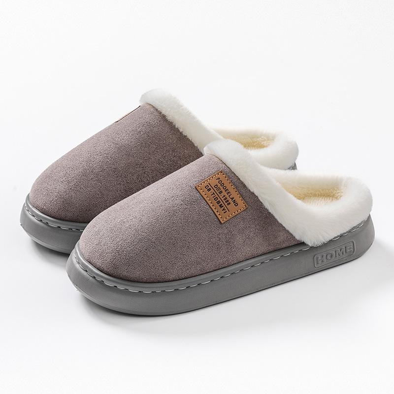 thick-soled plush winter cotton slippers cotton shoes women wear non-slip household slippers warm and velvet home