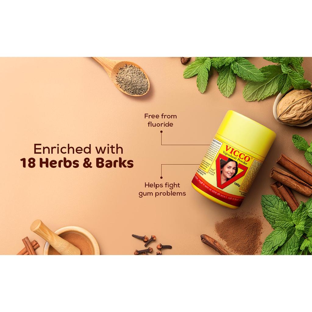 Vicco Vajradanti Ayurvedic Toothpowder For Strong Teeth And Gum Protection | Herbal Oral Care Powder For Fresh Breath | 25g Each Pack Of 2