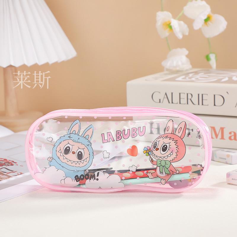 

Cartoon three-dimensional pencil case, student high-value large-capacity stationery storage bag, transparent ins wind pencil case розовый