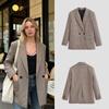 ZR Womens Vintage Chic Houndstooth Blazer Elegant Office Wear
