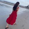 Seaside Vacation Red Suspender Dress for Women Xia Xin Super Fairy Long Dress Travel Suitable for Beach Dress