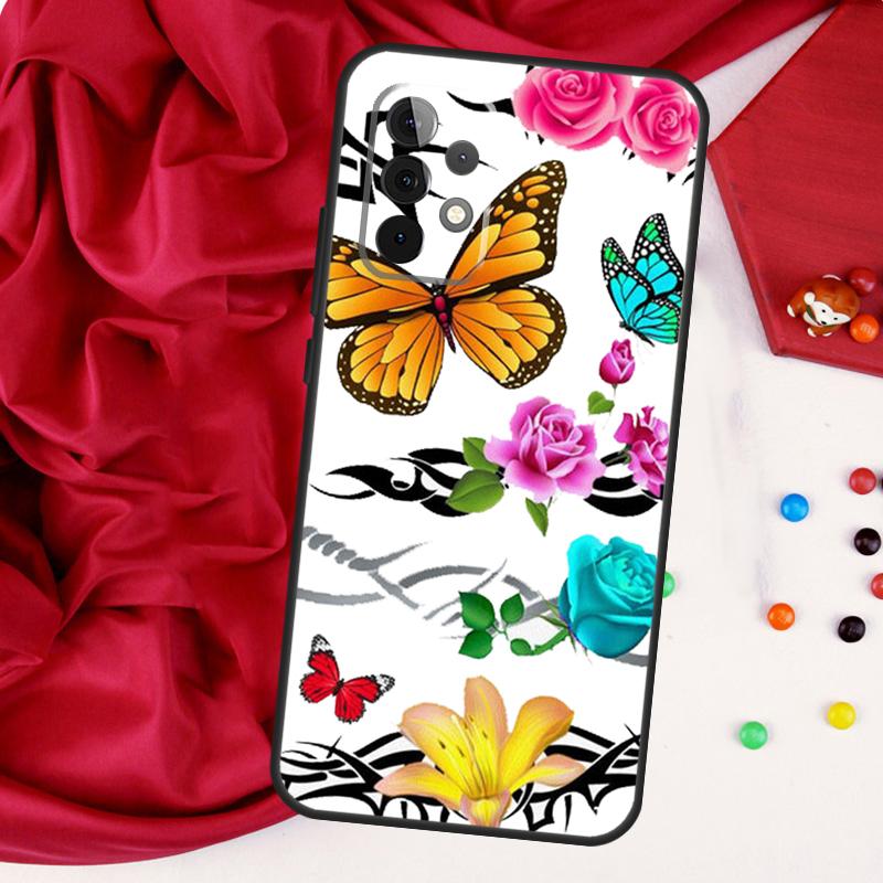 Butterfly Flower For Samsung Galaxy A26 A05 A06 A16 A54 A34 A14 A22 A32 A52 A55 A35 A15 A53 A13 A56 A36 Case