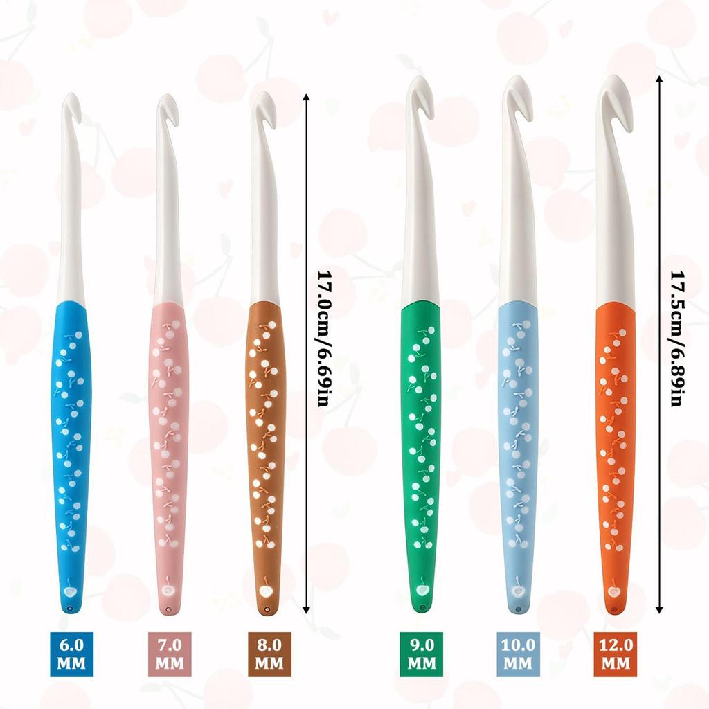 6pcs Crochet Hook Set Silicone Handle Non-Slip Woven Crochet Hooks 6mm-12mm Straight Handle Crochet Hooks For Crochet Blankets