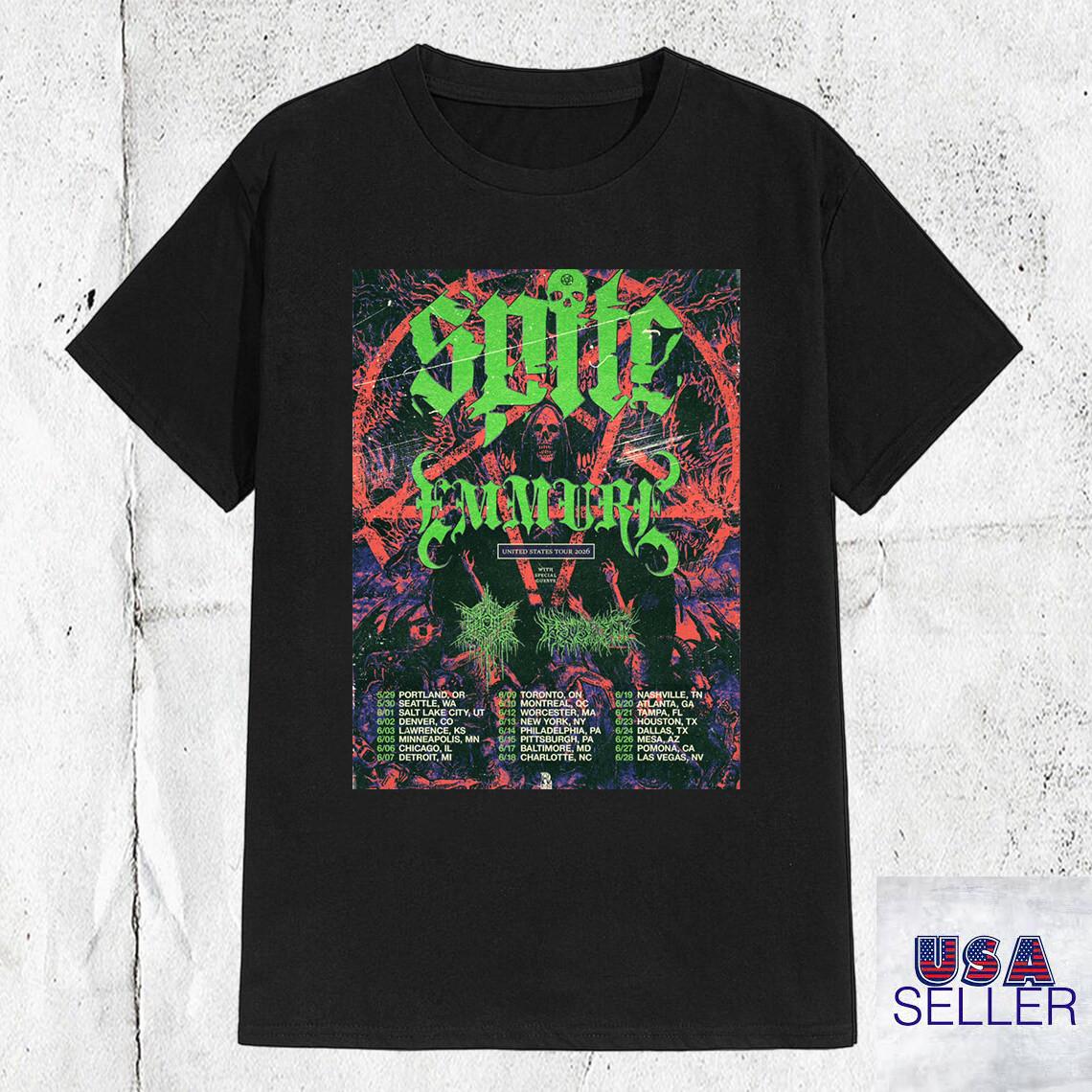 Emmure Band Support Spite World Tour T Shirt Full Size S-5XL S