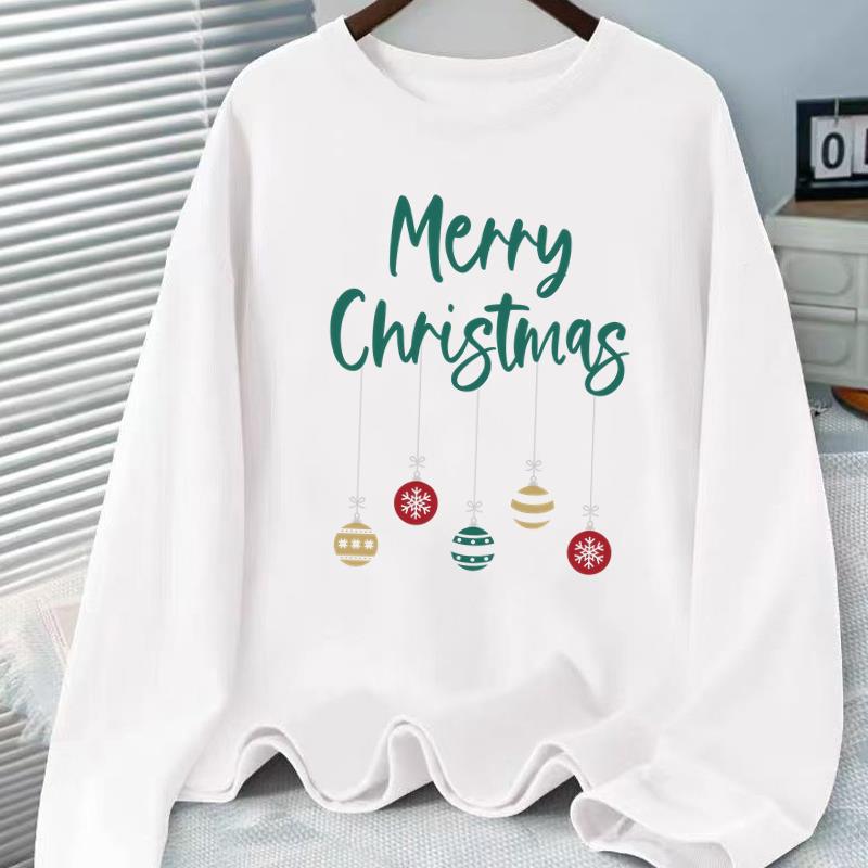 (Asian Size) Tree Sweet Graphic Tee Women Christmas New Year Casual Fashion Top O-neck Clothing Print T Shirt Long Sleeve T-shirts