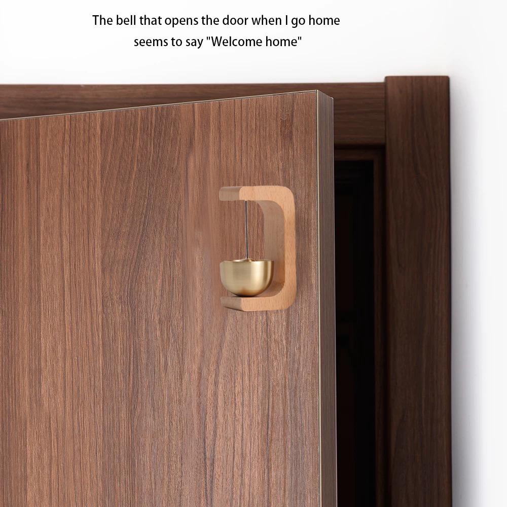 Dopamine Wind Bell Magnetic Suction Door Glue Free Wind Chimes Entrance Doorbell Reminder Walnut Wood Wind-bell Home Decor