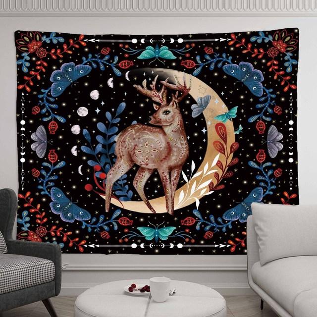 Tree Of Life Tapestry Wall Hanging Moon Phase Snake Tapestries Trippy Bohemia Hippie Mushroom Moth Floral For Living Room Bedroo