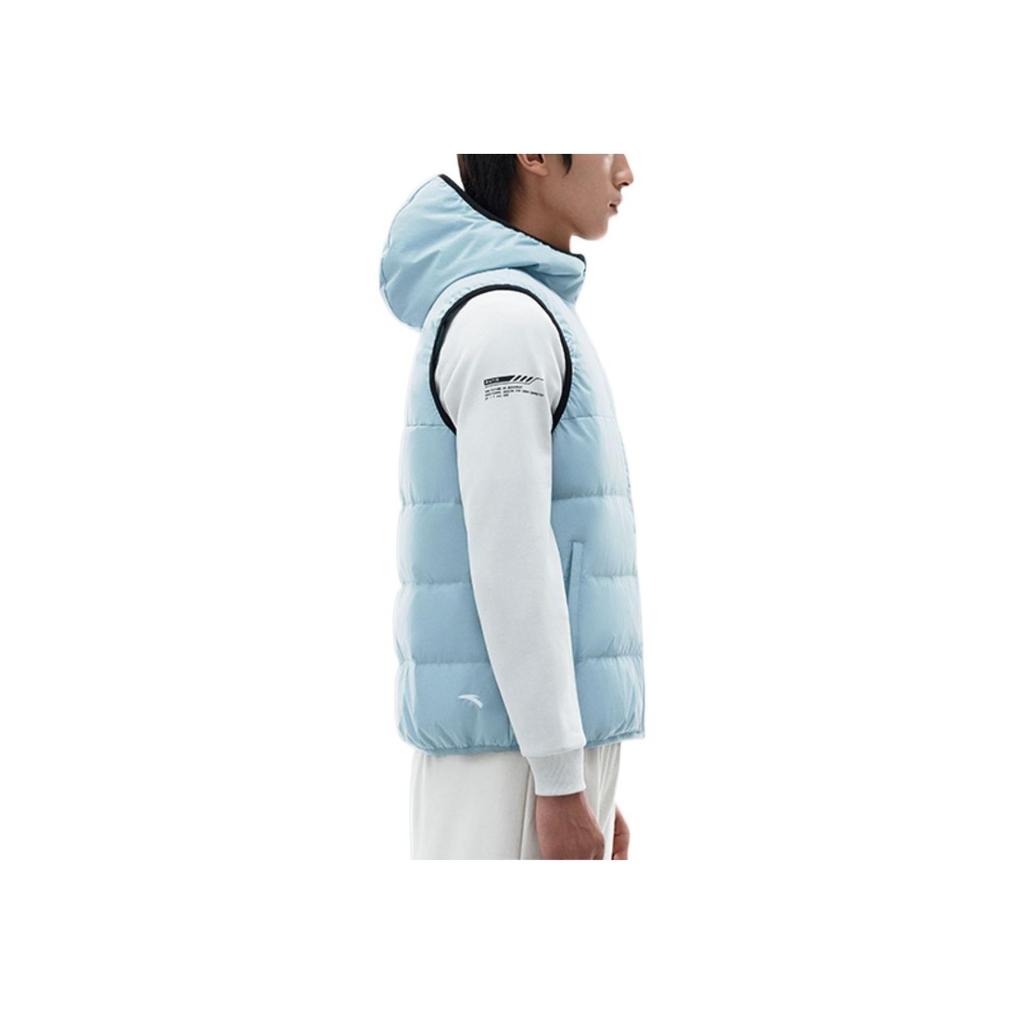 Anta Logo Muster Reißverschluss Kapuze Ärmellose Daunenweste Unisex Westen Blau 172241902-2