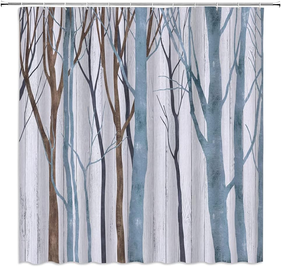 

Tree Shower Curtain Abstract Birch Tree Trunk Autumn Leafless Fall Forest Branch Nature Rustic Vintage Bathroom Decor Fabric W60H190(CM)-1 Pcs
