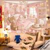 Lolita Mädchen Schlafzimmer Cartoon Wandteppich, Rosa Lolita Märchen Wandbehang für Schlafzimmer Wohnzimmer Studentenwohnheim