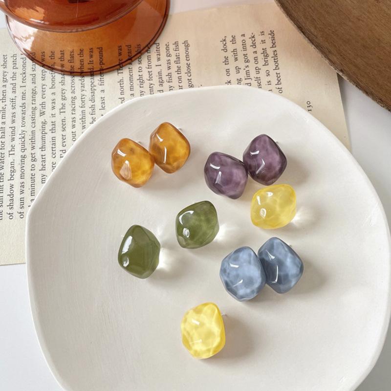 Irregular Geometric Clip On Earrings For Women Non Pierced Candy Color Resin Jewelry Ear Cuff Earring Daily Accessories