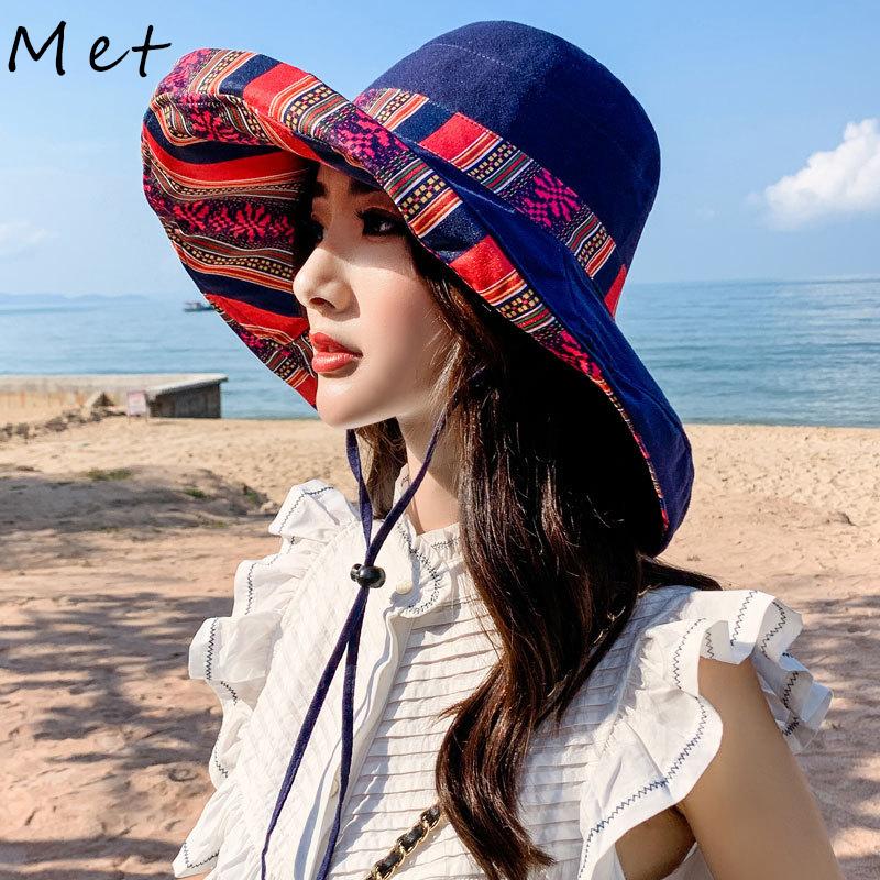 Zealous Sole Women's Orange S02 Bucket Hat Summer Sun Hat Version Of The Big Brim Fisherman Hat Foldable Double-Sided Sun Protection Fashion Panama 57-58Cm
