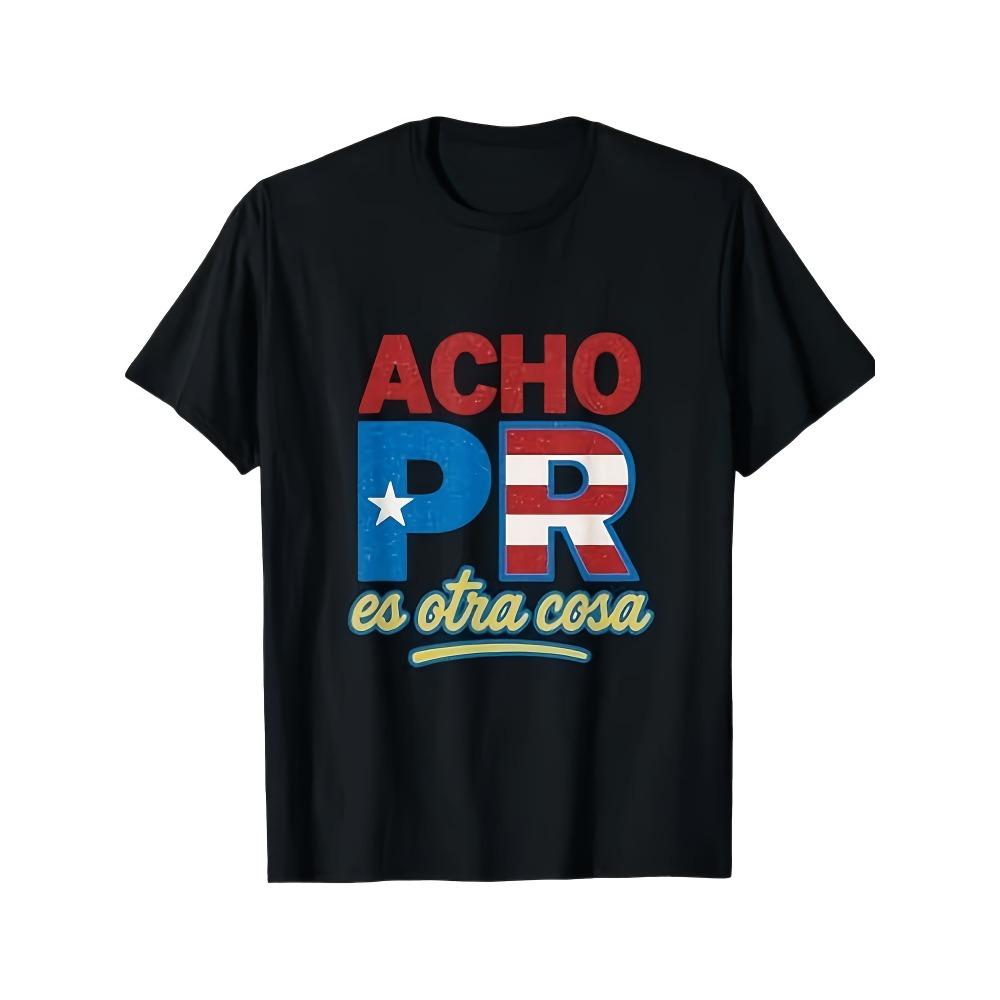 Acho PR ES otra cosa T-Shirt | Casual Crew Neck, Regular Fit, Short Sleeve, All-season, Heat Transfer Printed, Patterned Detail S разноцветный