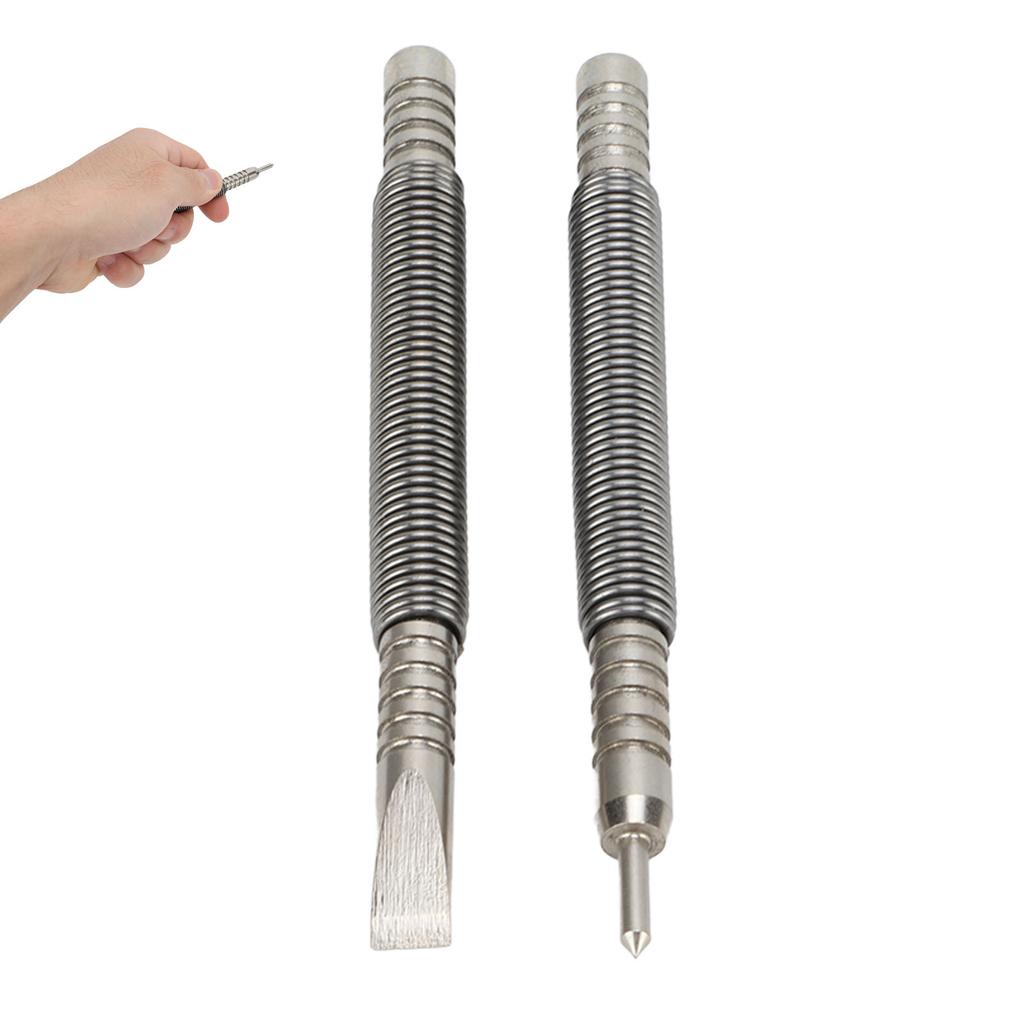 2 Pcs Nail Set Tool High Carbon Steel Double Ended Spring Nails Punch Tool Hammerless Nail Set Punch