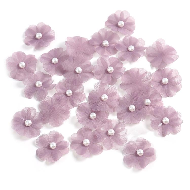30Pieces Fabric Flower Appliques Clothing Accessories 35mm Sewing Flower for Wedding Dress Shoes Hat Home Decoration