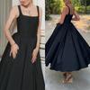 Elegant Black Sleeveless Strap Maxi Dress For Women