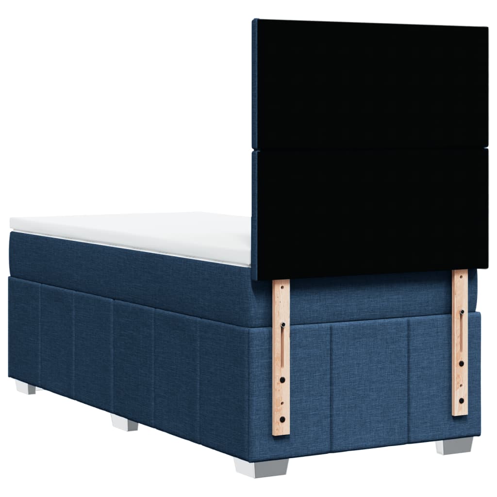 Box Spring Bed with Mattress Blue 90x200 cm Fabric