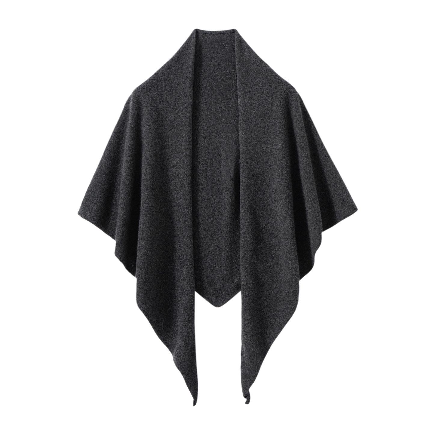 Coco Style Women s 100% Pure Cashmere Knit Triangle Shawl Cardigan темно-серого