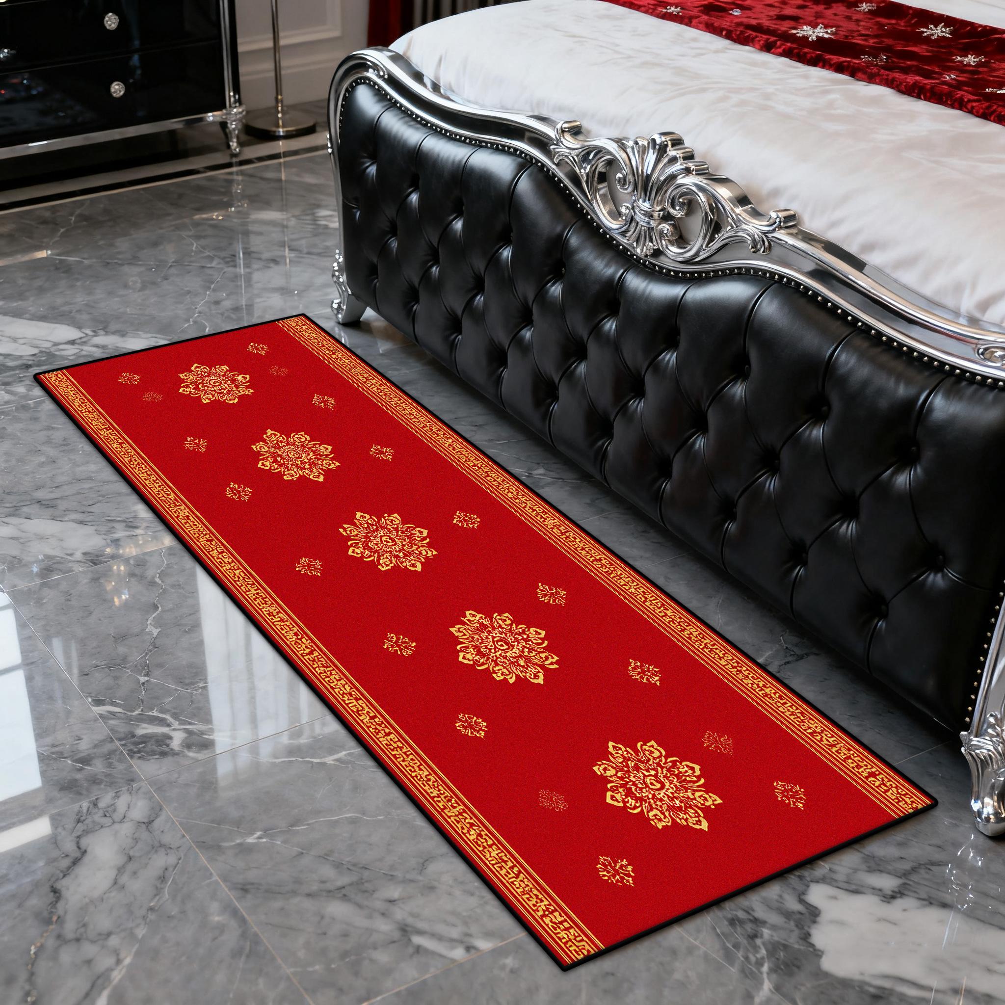 

Modern Christmas Snowflake Foldable Living Room Carpet Decoration Bedroom Bedside Lint-free Foot Mat Easy Clean Soft Long Rug 60x160cm