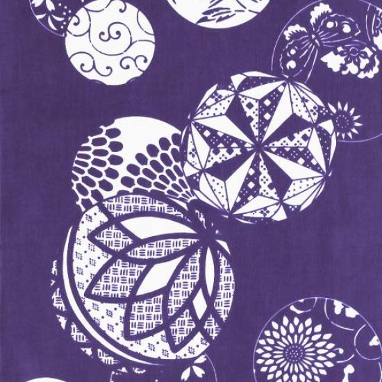 Anbo Dyeing Hand Towel Katagami Temari in Crimson Authentic Made in 35cm x 100cm "Ise (Temari Ball) Gray" Dyed, 100% Cotton, Tokuoka, Japan,
