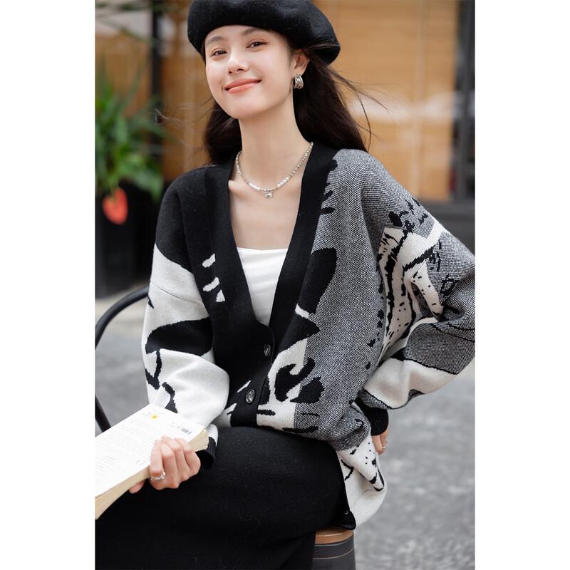 MOCANA Winter Retro 100% Wool Long Sleeve Cardigan