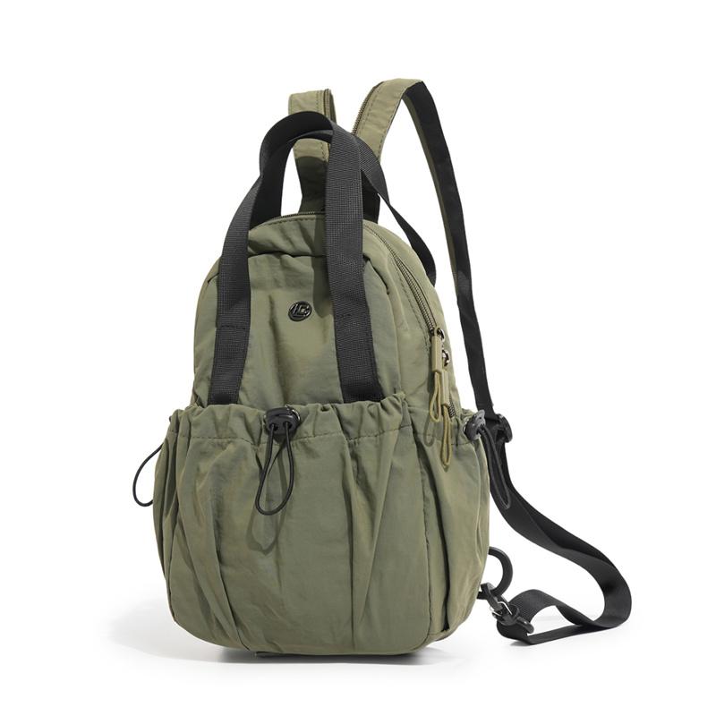 Color Block Backpack with Front Drawstring Pocket and Dual Carrying Options