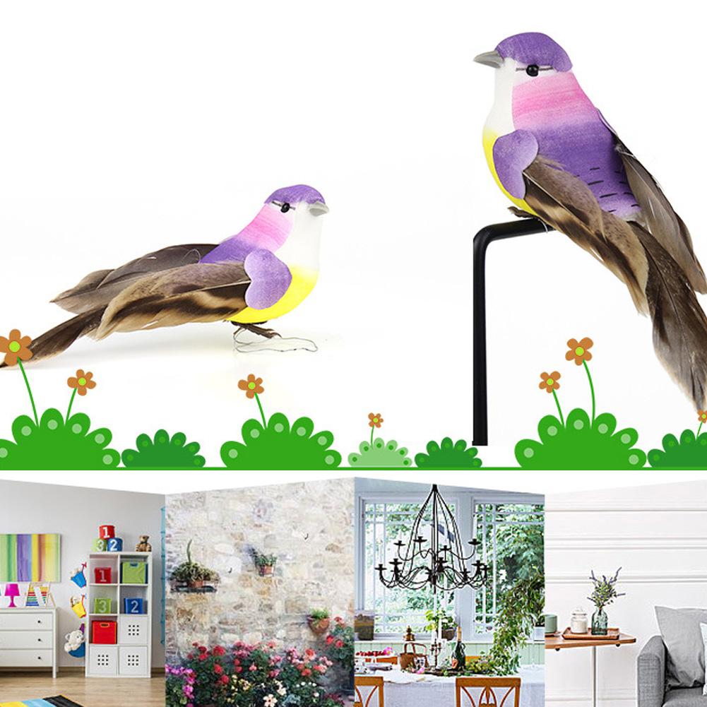 12Pcs Beautiful Colorful Simulation Foam Bird Decor Garden Plants Decoration Ornament