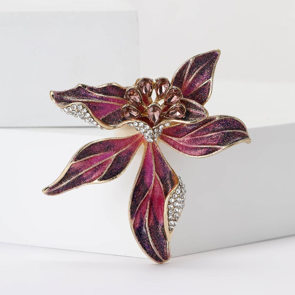 Atmospheric Alloy Enamel Iris Brooch Fashion Temperament Women'S Suit Coat Corsage Jewelry Pin
