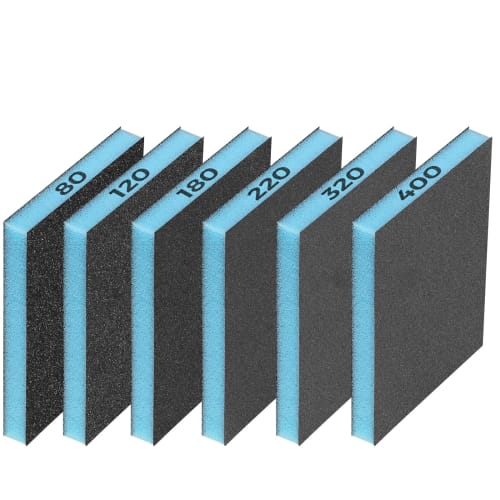 

STEBRUAM Set of 6 Sanding Sponges, 120mm x 100mm, 80, 120, 180, 220, 320, and 400 Grit Sanding Blocks, Sanding Sponges for Kitchen Cleaning, Sinks, Wo