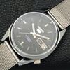 AUTOMATIC VINTAGE SEIKO 5 REFURBISHED JAPAN MENS BLACK DIAL WATCH a440442-4