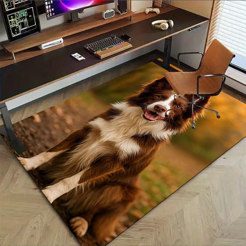 1PC Cute puppy Non-Slip Floor Carpet Compatible for Office&Living Room&Dining room - Flat-Weave Machine- Soft & Pattern-E323