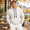 Men's Loose Fit Plaid Texture Hoodie, Casual Sports Outdoor Commute Sweatshirt