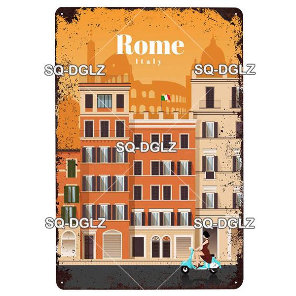 [SQ-DGLZ]Europa Stadt Metall Zeichen Vintage Plaque Platte Dekor Für Pub Bar Wand Dekor Zinn Zeichen Budapest/Moskau/Brügge Poster Geschenk