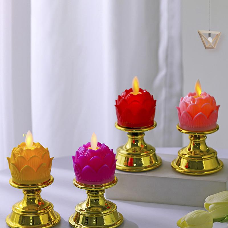 Exquisite Electric Buddha Lotus Light Battery Operated Led Holy Buddha Light Prayer Flicker Led Candle Tea Lamp Home Decoration