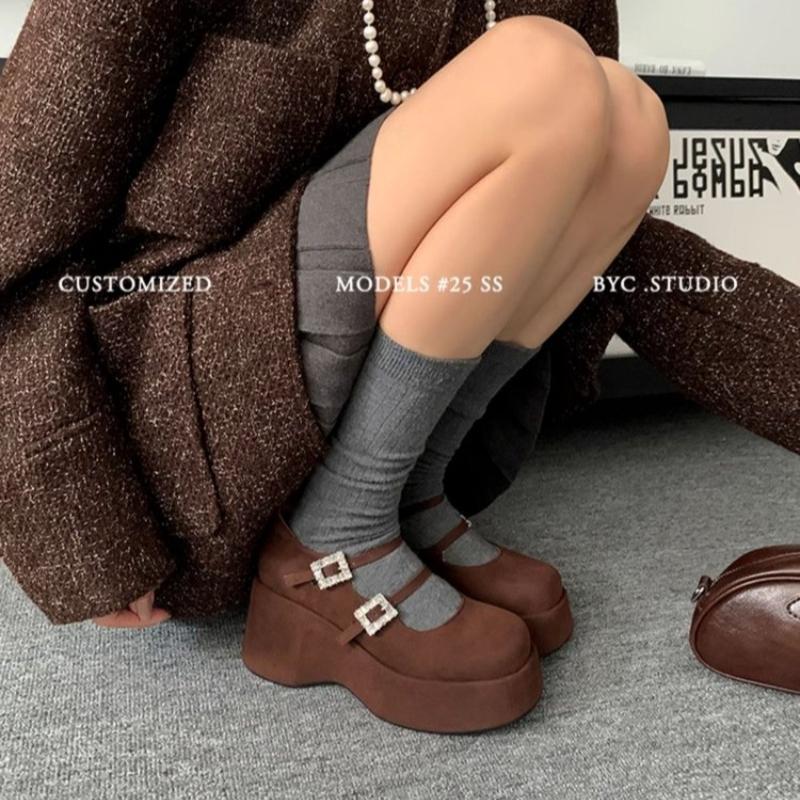 Platform Marie Janes Shoes Women Wedges Sandals Summer 2025 New Trend Dress Pumps Shallow Elegant Suede Plus Size Zapatos Mujer